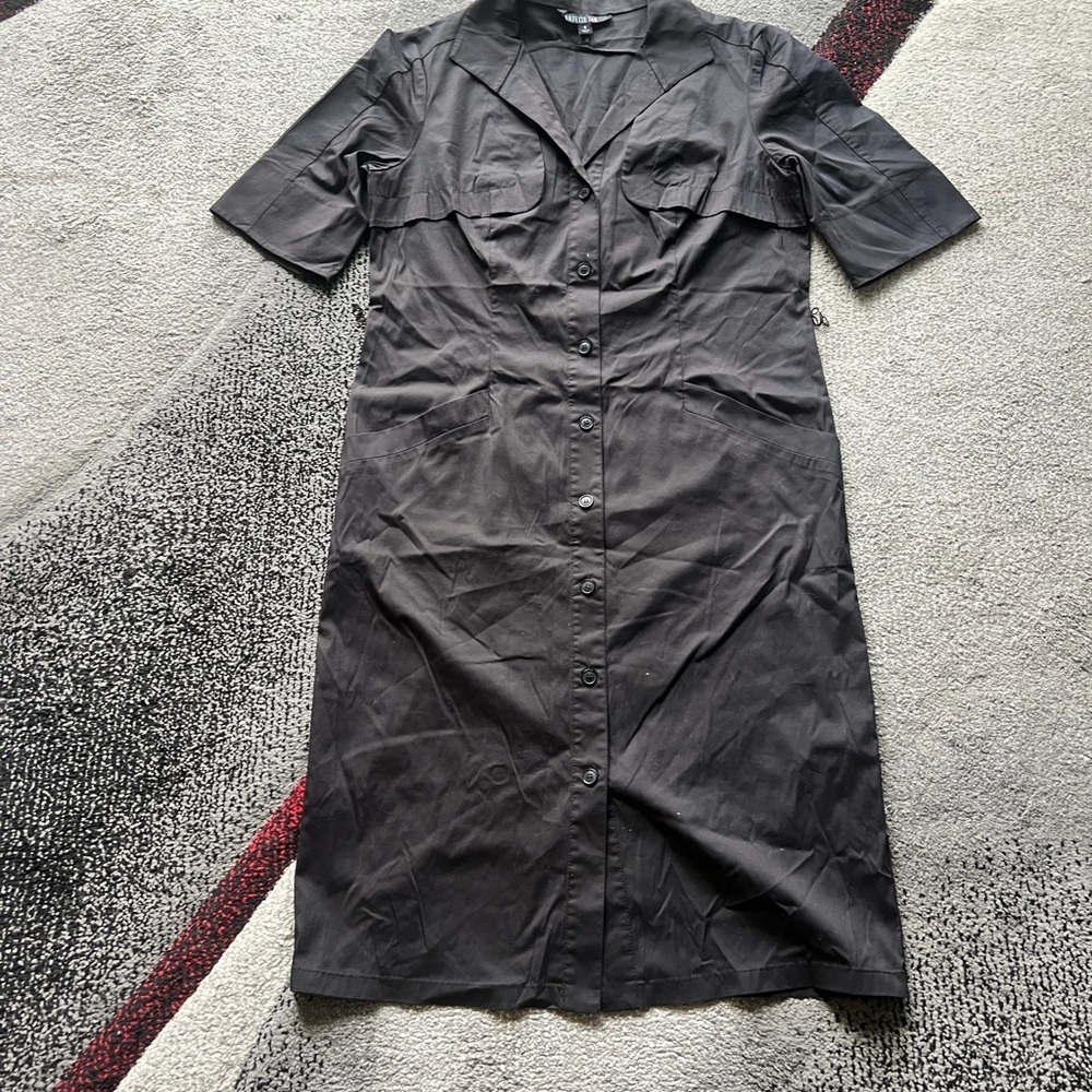 Lafayette 148 New York Black Collared Shirt Shift Dress